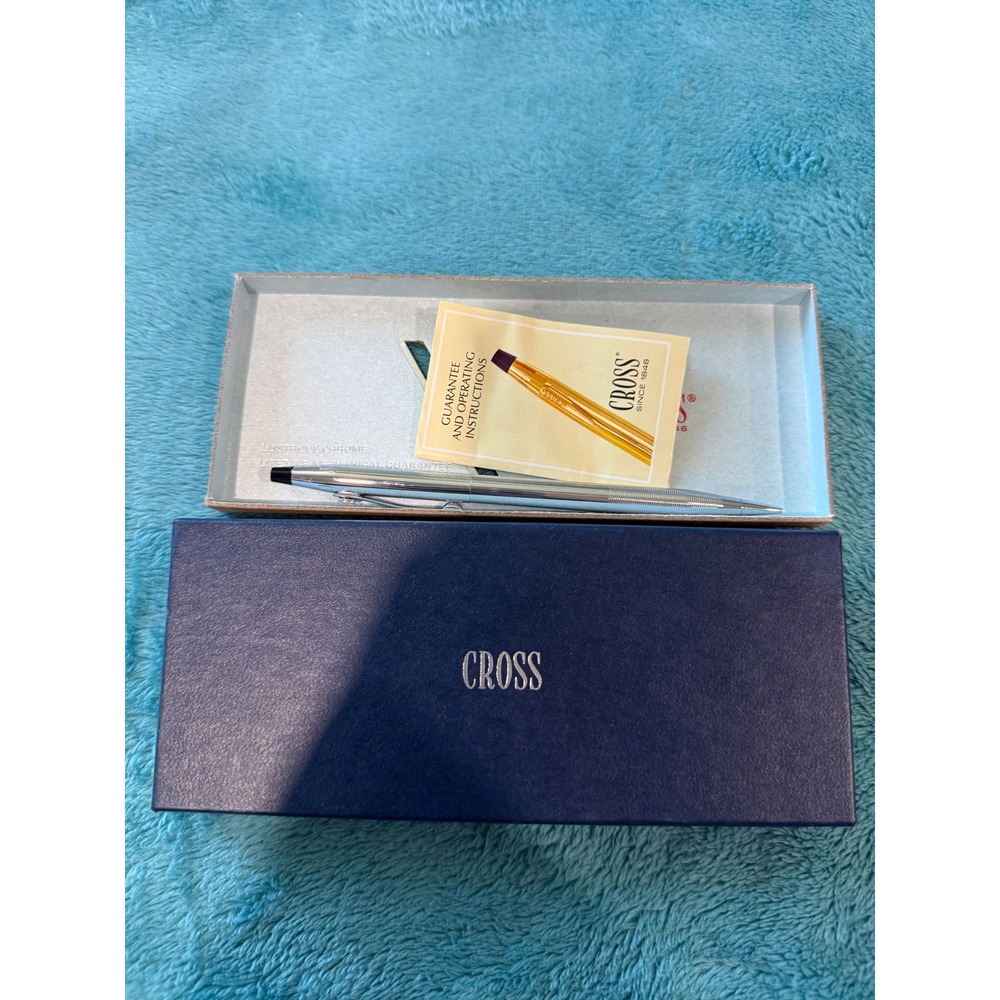Cross Century Lustrous Chrome Ballpoint Pen Made in USA Vintage with Box KVS